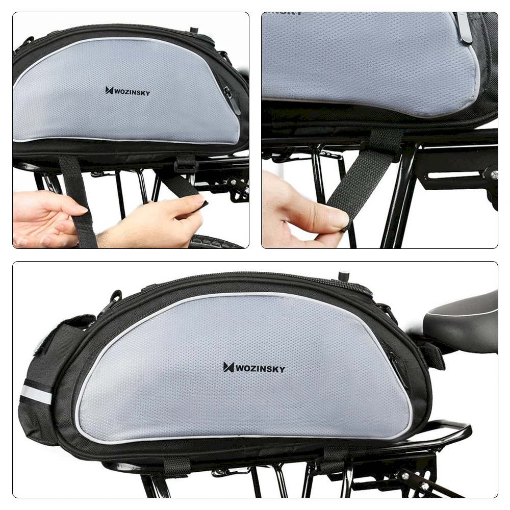 Wozinsky bike carrier bag with shoulder strap 13l juodos spalvos (WBB1BK)