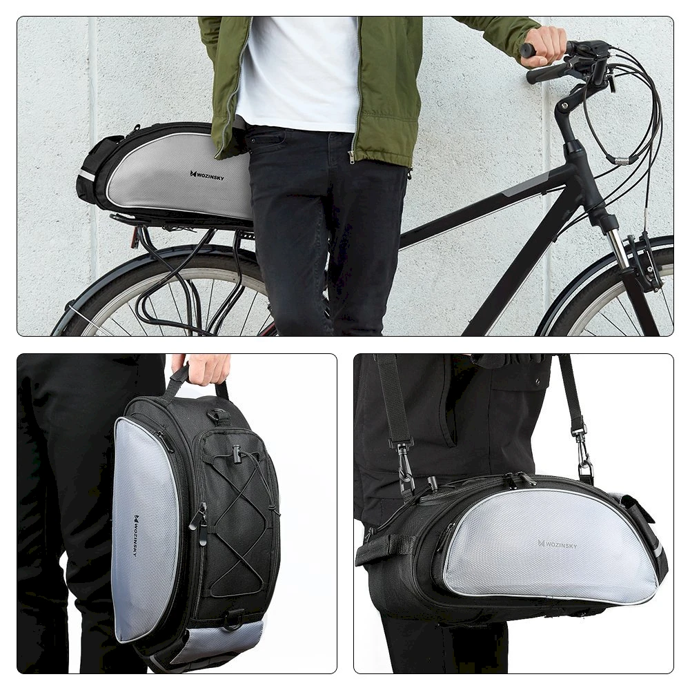 Wozinsky bike carrier bag with shoulder strap 13l juodos spalvos (WBB1BK)