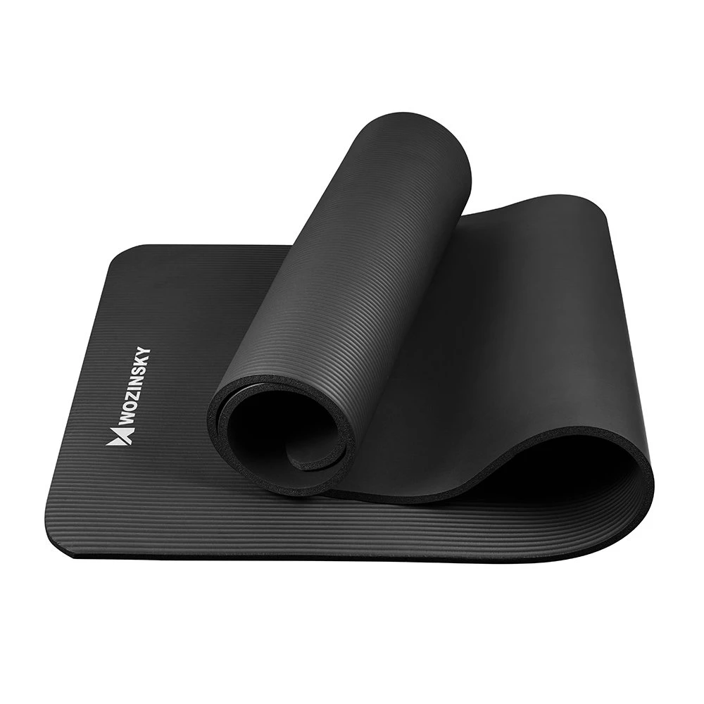 Wozinsky mankštos kilimėlis 181 x 63 x 0,9 cm storio gimnastikos jogos kilimėlis juodas