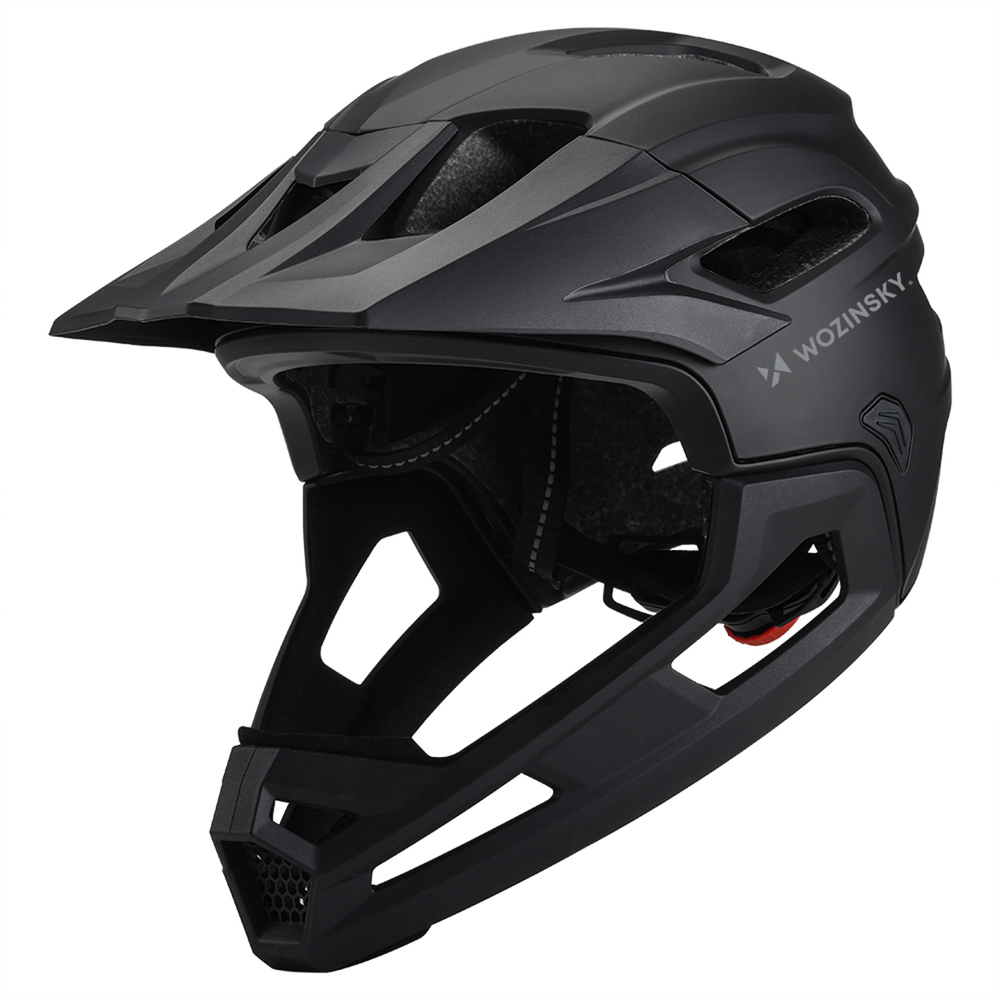 Dviratininko šalmas fullface Wozinsky su odpinanym daszkiem lekki 57-62 cm - juoda