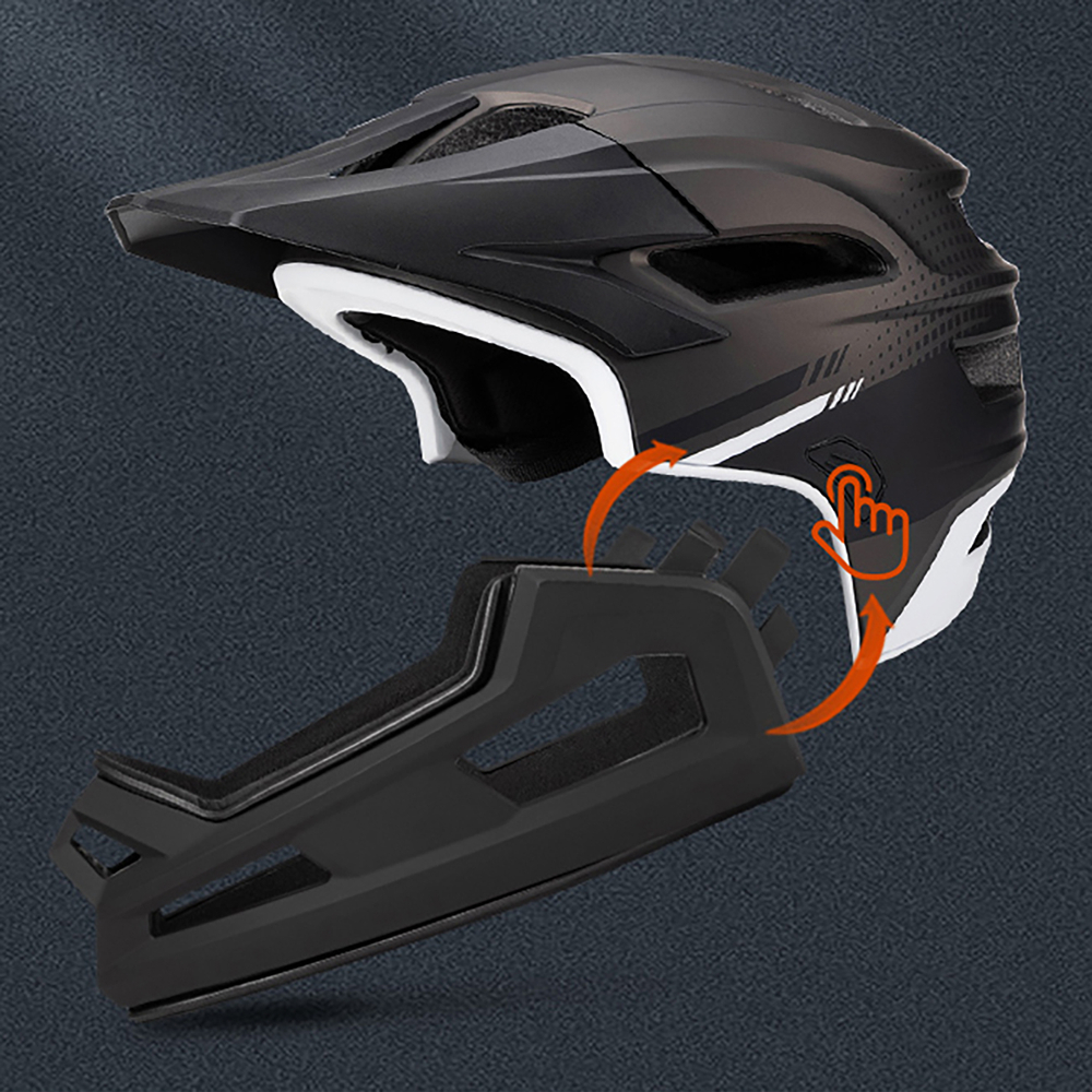 Dviratininko šalmas fullface Wozinsky su odpinanym daszkiem lekki 57-62 cm - juoda