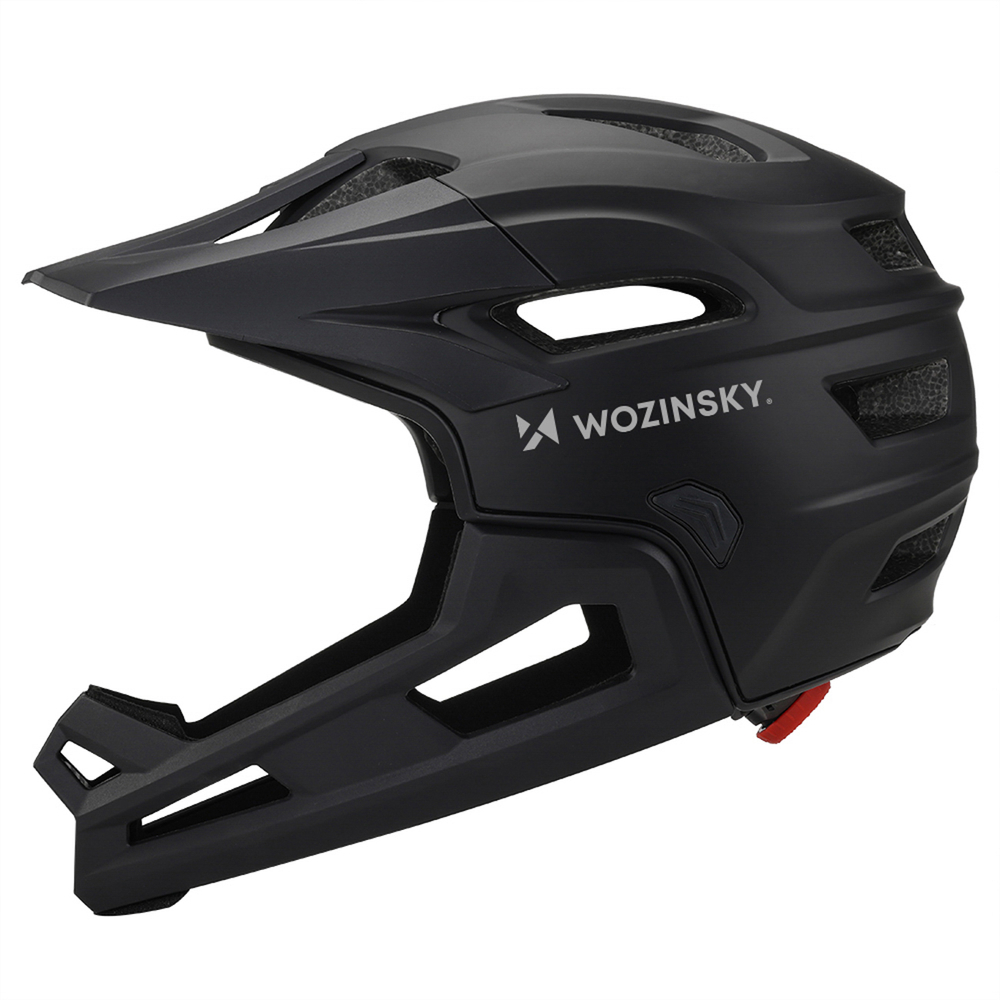 Dviratininko šalmas fullface Wozinsky su odpinanym daszkiem lekki 57-62 cm - juoda