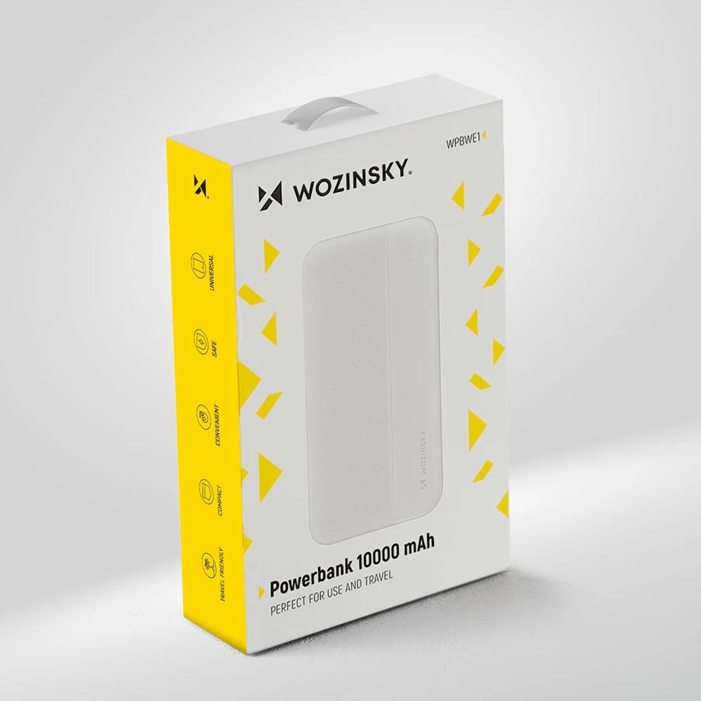 Wozinsky powerbank Li-Po 10000mAh 2 x USB baltos spalvos (WPBWE1)
