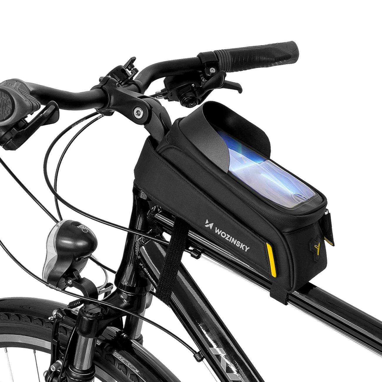 Wozinsky frame bike bag with phone case 1l juodos spalvos (WBB25BK)