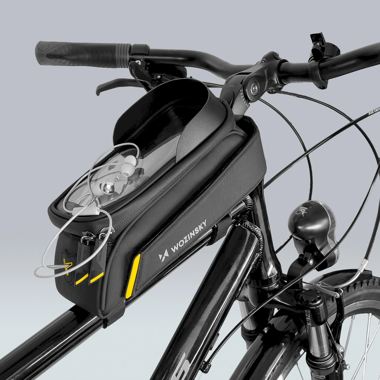 Wozinsky frame bike bag with phone case 1l juodos spalvos (WBB25BK)