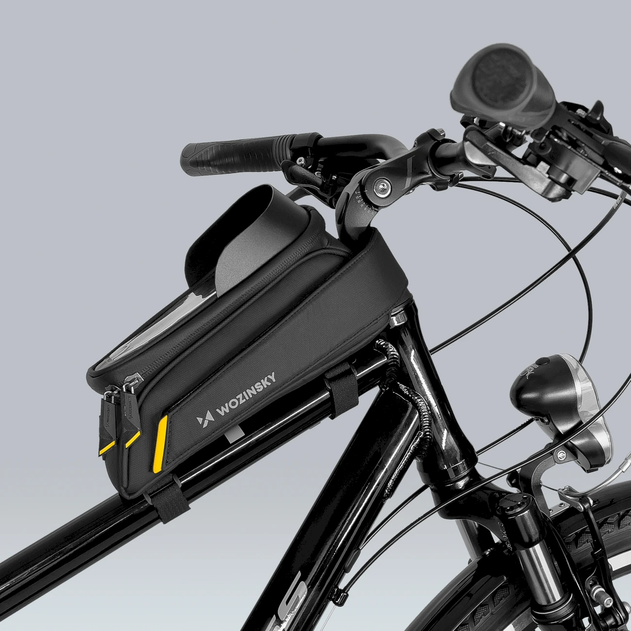 Wozinsky frame bike bag with phone case 1l juodos spalvos (WBB25BK)