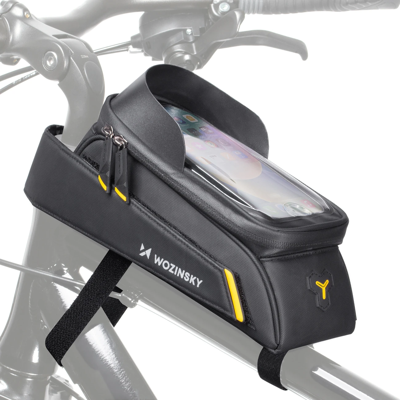 Wozinsky frame bike bag with phone case 1l juodos spalvos (WBB25BK)