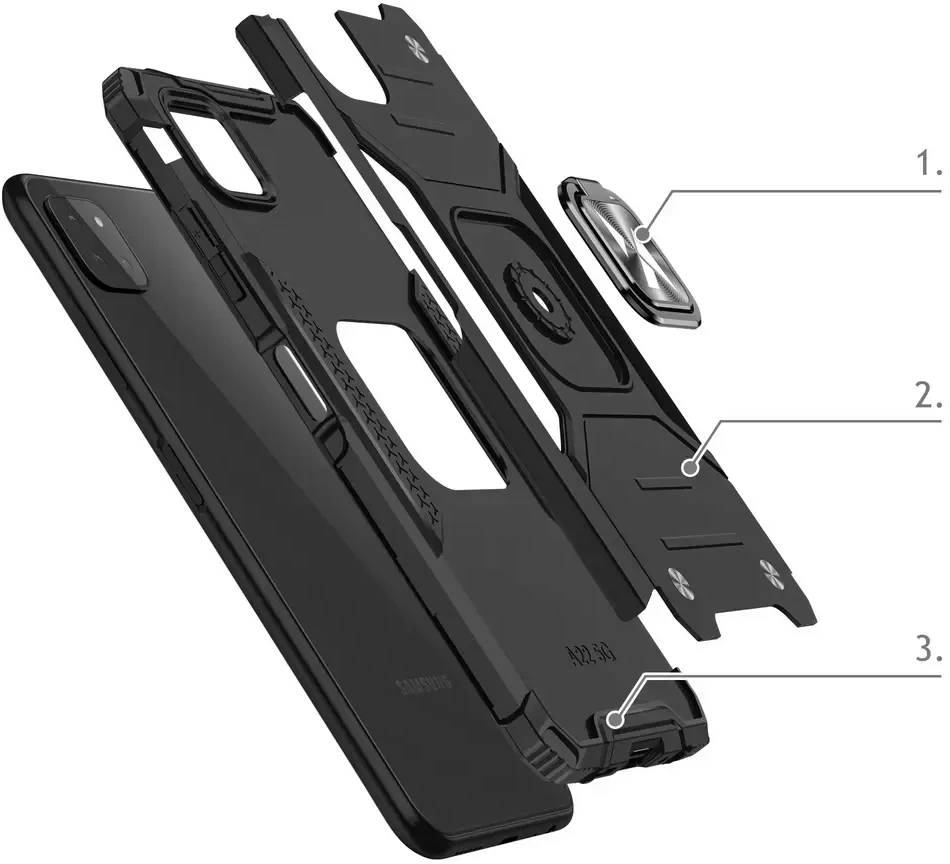 Wozinsky Ring Armor dėklas skirtas Samsung Galaxy A22 4G, mėlynas