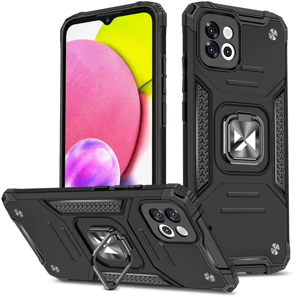 Wozinsky Ring Armor Samsung Galaxy A03 armored magnetic holder ring dėklas telefonui juodos spalvos