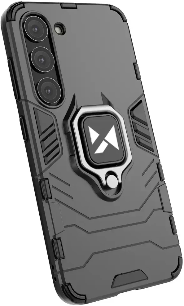 Wozinsky Ring Armor Samsung Galaxy S23 armored magnetic holder ring dėklas telefonui juodos spalvos