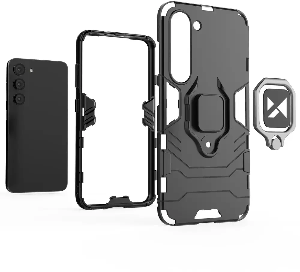 Wozinsky Ring Armor Samsung Galaxy S23 armored magnetic holder ring dėklas telefonui juodos spalvos