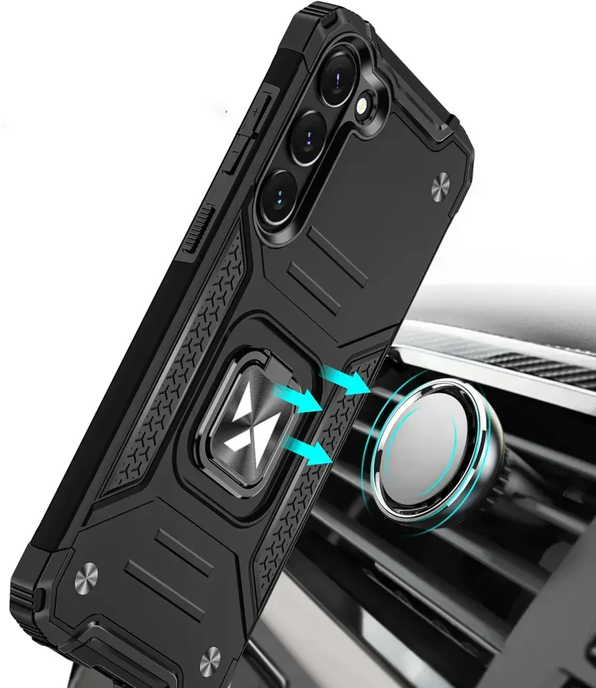 Wozinsky Ring Armor Samsung Galaxy S23 Plus armored magnetic holder ring dėklas telefonui juodos spalvos