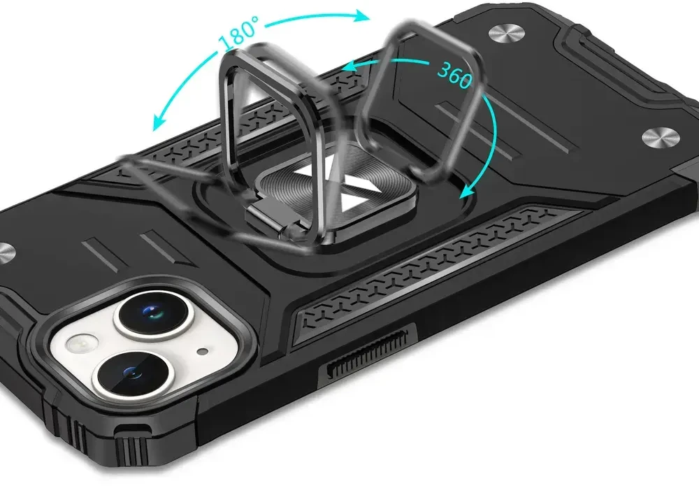 Šarvuotas dėklas su žiedu-laikikliu iPhone 15 Plus Wozinsky Ring Armor – dėklas telefonui aukso spalvos