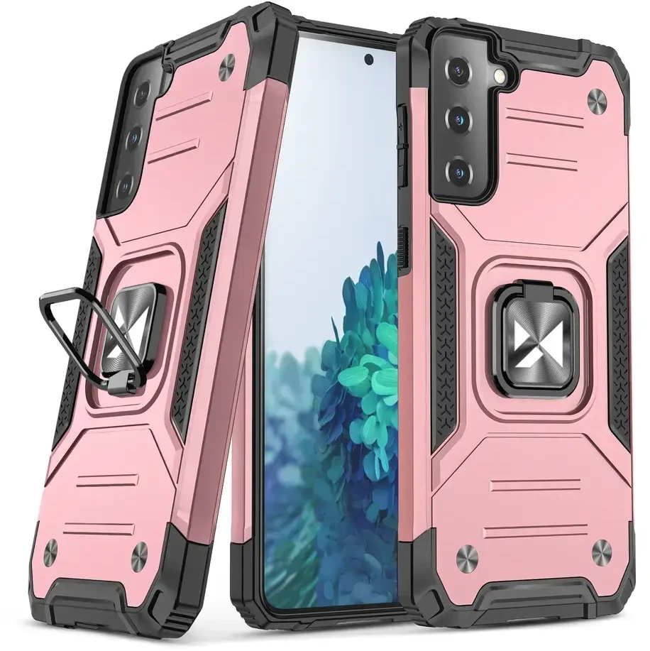 Wozinsky Ring Armor tvirtas hibridinis dėklas skirtas Samsung Galaxy S22, mėlynas