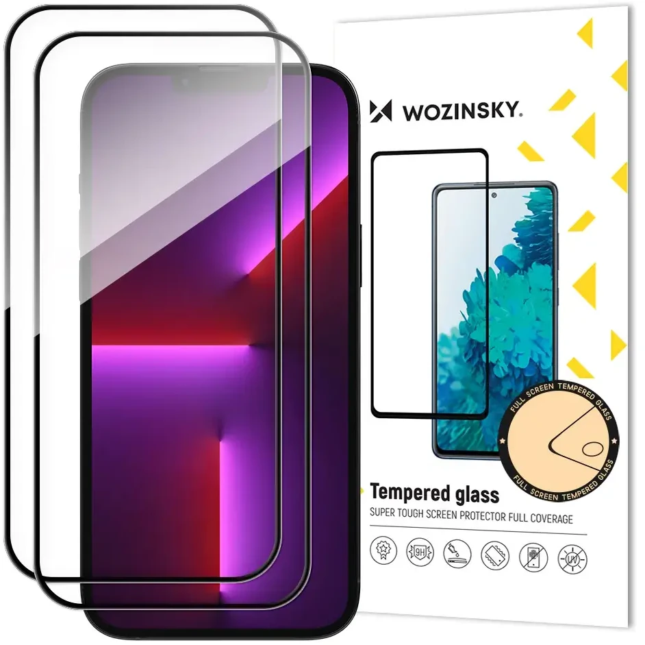 Wozinsky Set of 2x Super Durable Full Glue Apsauginis stiklas Visas ekranas su rėmeliu dėklas Apple iPhone 14 Pro Juodas