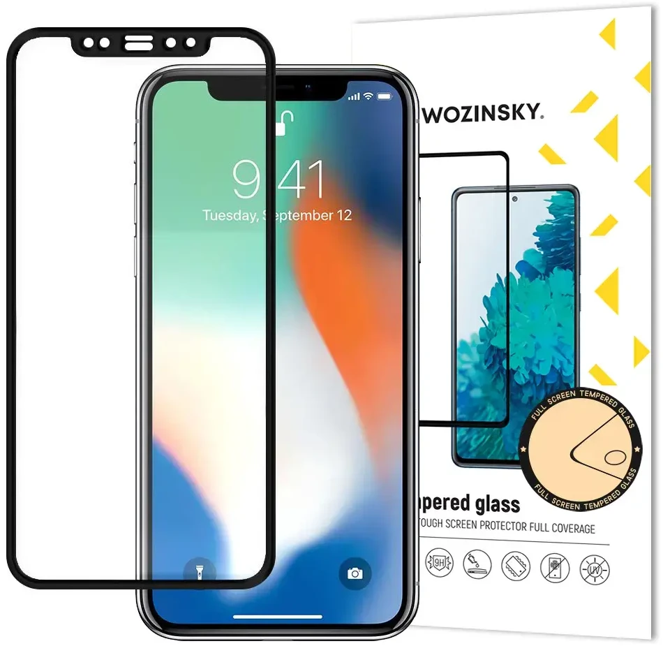 Wozinsky super tvirtas, visiškai klijuojamas apsauginis stiklas, skirtas visam ekranui su rėmeliu, tinkantis Apple iPhone XR / iPhone 11 juodas
