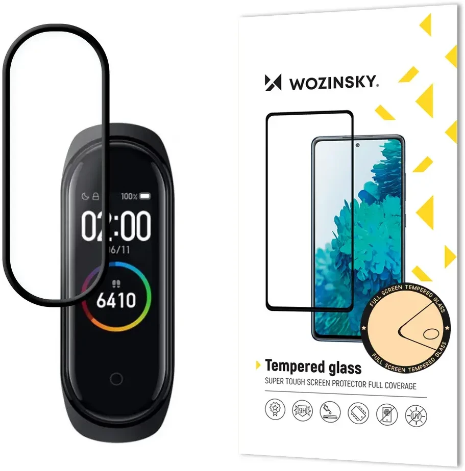 LCD apsauginis stikliukas Wozinsky 5D pritaikytas dėklui Xiaomi Mi Band 3/4 skaidrus