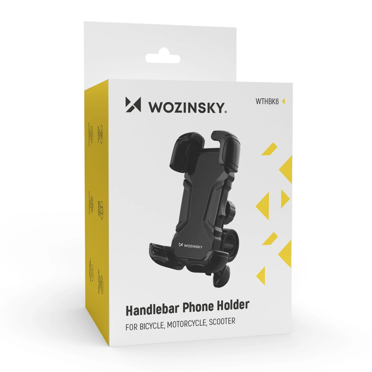 Wozinsky stiprus telefono laikiklis dviračiui, motociklui, paspirtukui, juodos spalvos (WBHBK6)