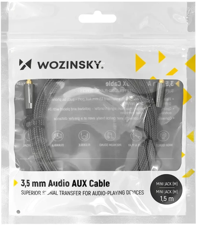 Wozinsky universal mini jack cable 2x AUX cable 3 m juodas