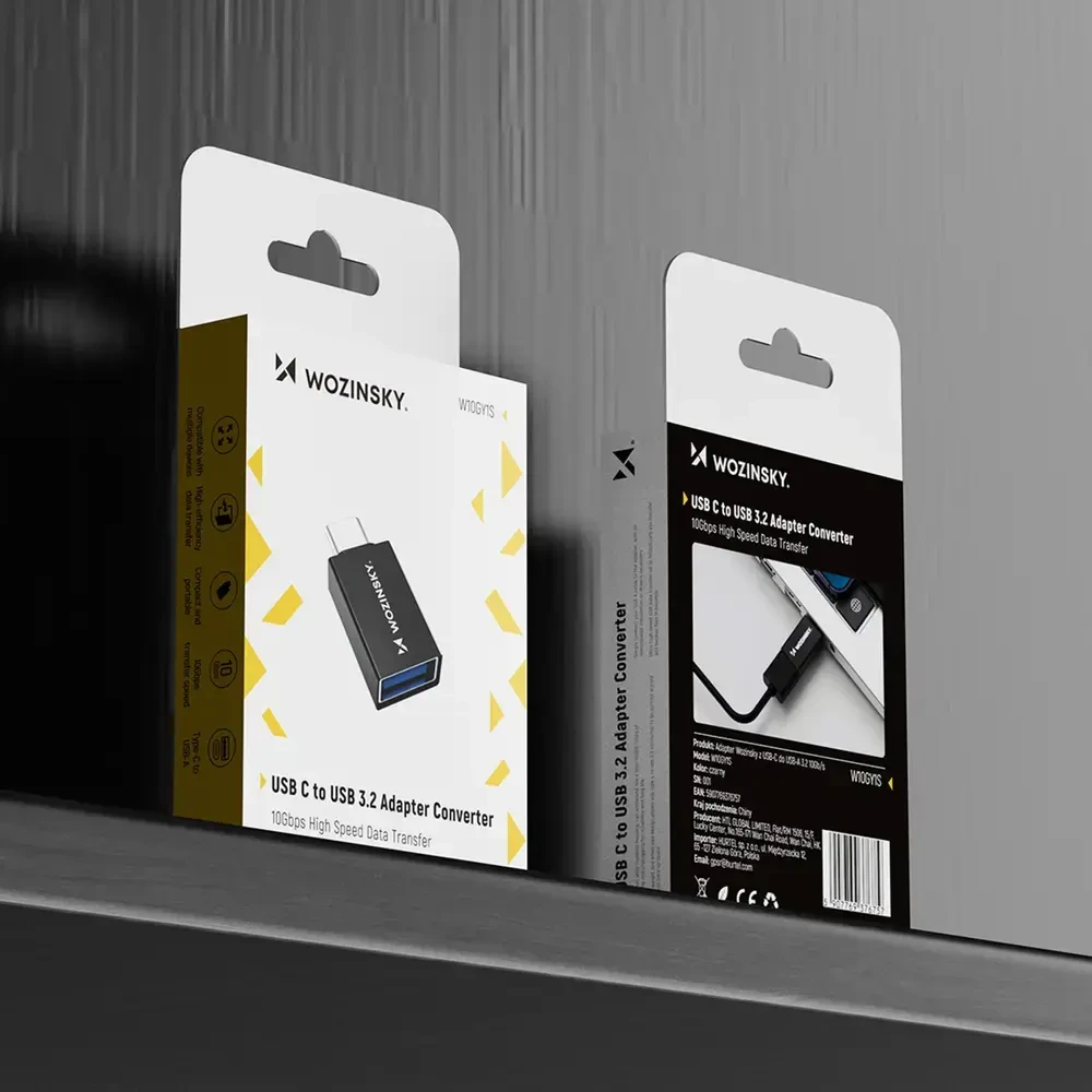 Wozinsky W10GY1S USB-C – USB-A 3.2 10Gb/s Adapteris – juodos spalvos