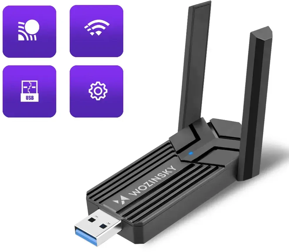 Wozinsky WAX-1800 Dual-Band Wireless USB 3.0 WiFi 6 Adapteris - Juodas