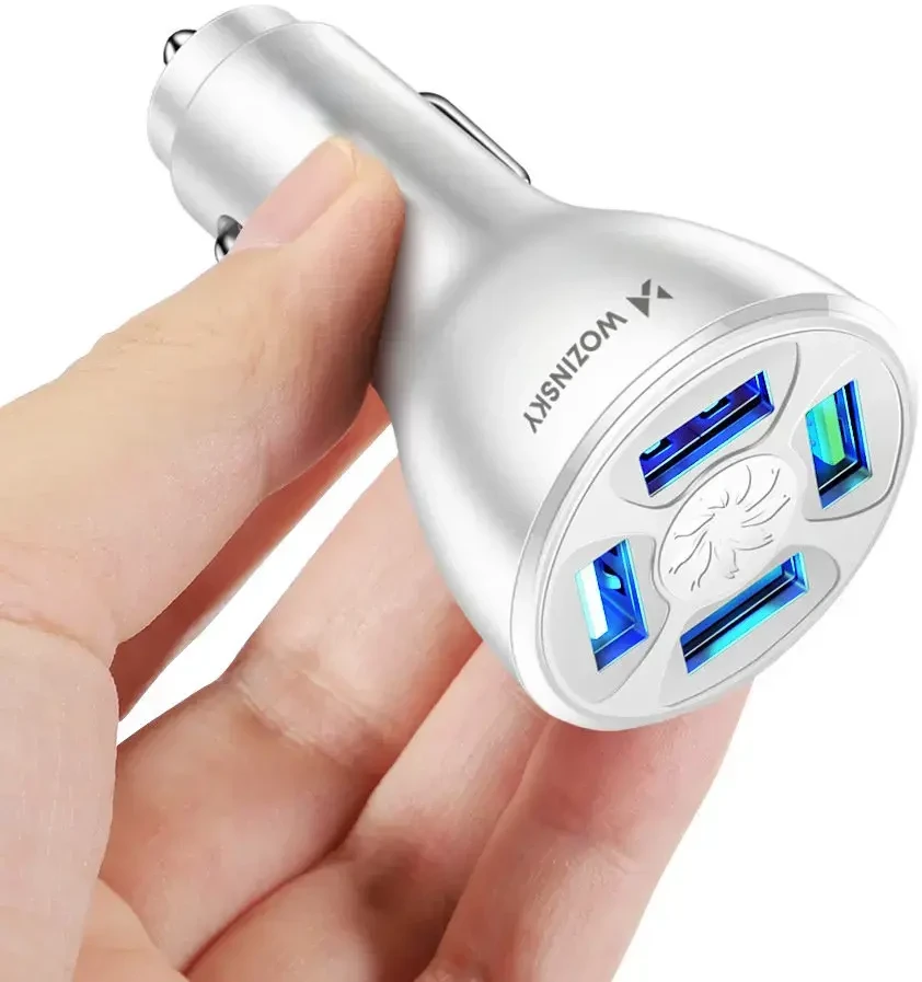 Wozinsky WCCAW 50W 4x USB-A QC automobilinis įkroviklis – baltos spalvos