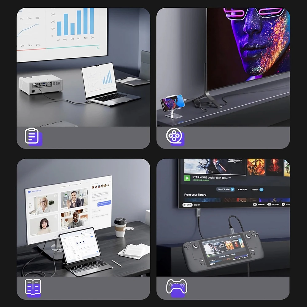 Wozinsky WCCH-01 USB-C - HDMI 4K 60Hz kabelis 1,8 m - juodas