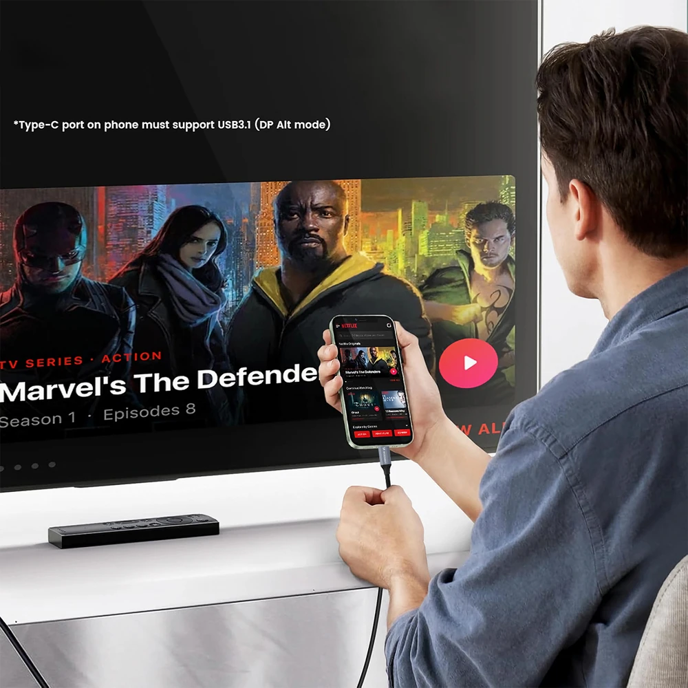 Wozinsky WCCH-01 USB-C - HDMI 4K 60Hz kabelis 1,8 m - juodas