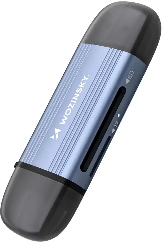 Wozinsky WCR-5G Memory Card Reader for SD and Micro SD USB-A 3.0 / USB-C 3.0 Aluminum - Gray