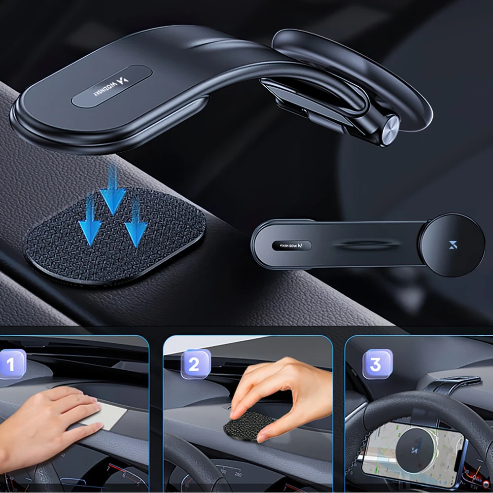 Wozinsky WCZ2Y2S Magnetic automobilinis telefono laikiklis su 15W MagSafe Inductive Charger for Car Cockpit – juodos spalvos