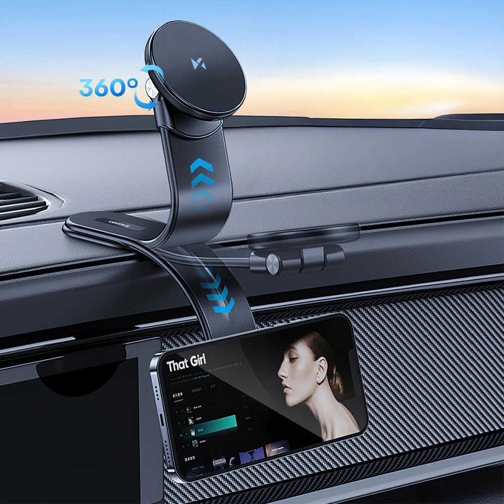 Wozinsky WCZ2Y2S Magnetic automobilinis telefono laikiklis su 15W MagSafe Inductive Charger for Car Cockpit – juodos spalvos