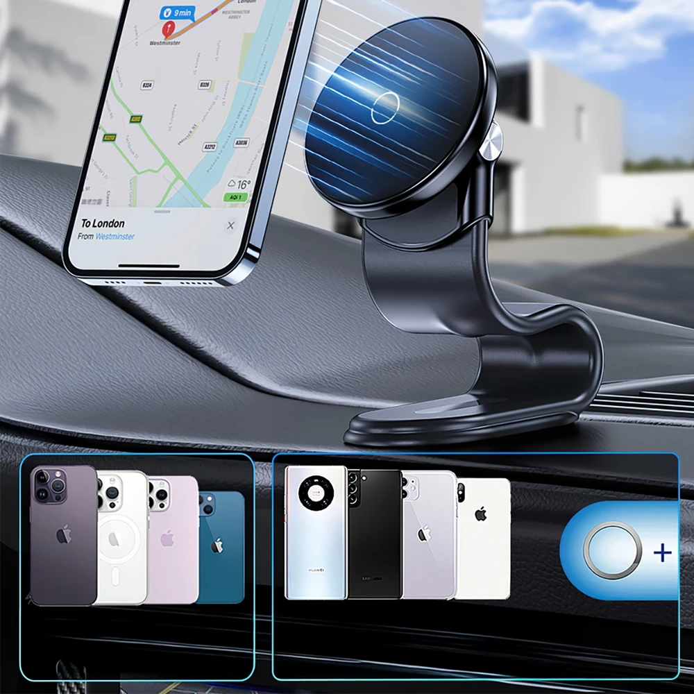 Wozinsky WCZ2Y2S Magnetic automobilinis telefono laikiklis su 15W MagSafe Inductive Charger for Car Cockpit – juodos spalvos