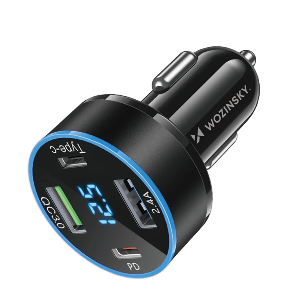 Įkroviklis automobilinis Wozinsky (WDCCB) (2xUSB 2xUSB-C 3A) 50W juodas