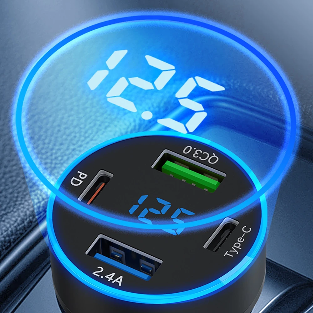 Įkroviklis automobilinis Wozinsky (WDCCB) (2xUSB 2xUSB-C 3A) 50W juodas