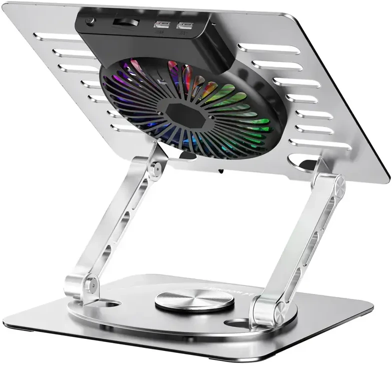 Wozinsky WDCX-X16-AS CoolBase RGB aušinimo stovas su 360° pasukimu nešiojamam ir planšetiniam kompiuteriui - sidabrinė