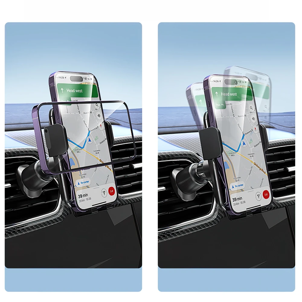 Wozinsky WEDZ-3Y8S clamp automobilinis telefono laikiklis su 15W inductive charger for phone on the air vent – juodos spalvos