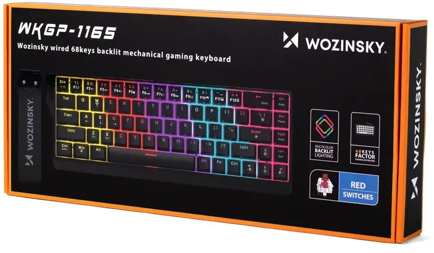 Wozinsky WKGP-1165 Mechaninė klaviatūra žaidimams with RGB pašvietimas - Juodas