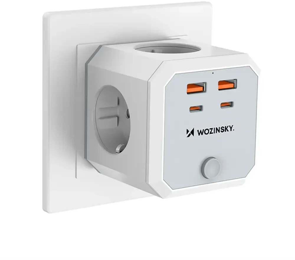 Wozinsky WKZ-4B Power Cube 4x AC 2x USB-A 2x USB-C PD 20 W 4000 W - Baltas