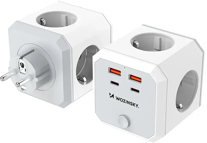 Wozinsky WKZ-4B Power Cube 4x AC 2x USB-A 2x USB-C PD 20 W 4000 W - Baltas
