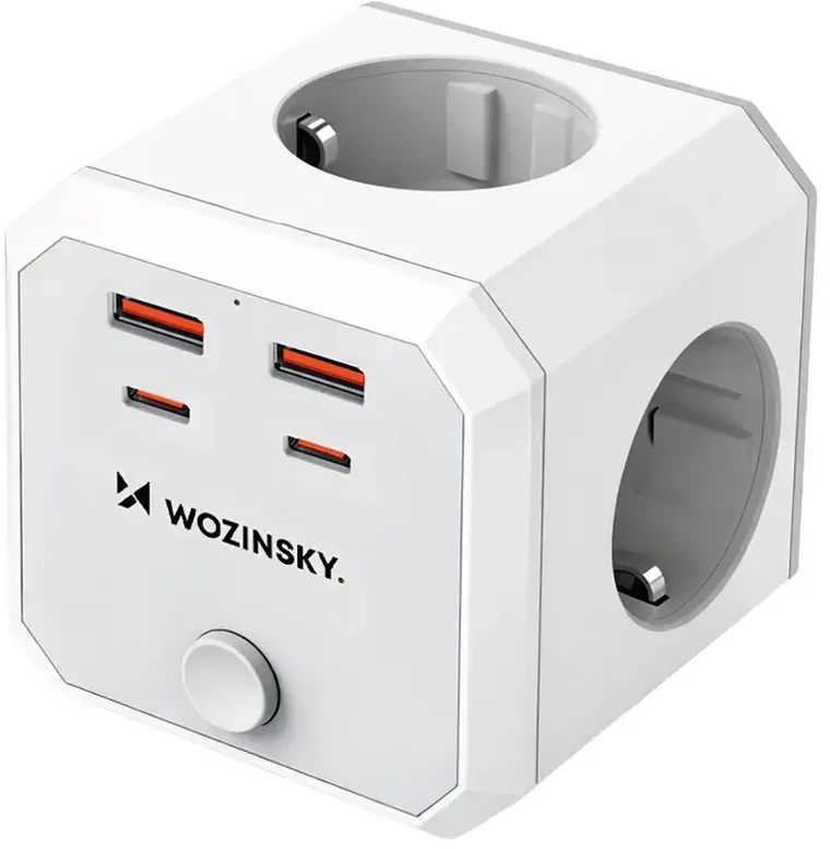 Wozinsky WKZ-4B Power Cube 4x AC 2x USB-A 2x USB-C PD 20 W 4000 W - Baltas