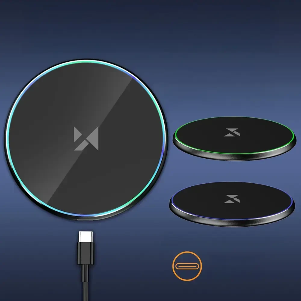 Wozinsky WLI-01Y 15W Qi indukcinis įkroviklis su USB-C laidu – juodas