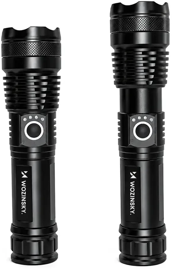 Wozinsky WLT-15W 15W 1500lm CREE IP65 taktinis žibintuvėlis su reguliuojamu spinduliu - Juodas