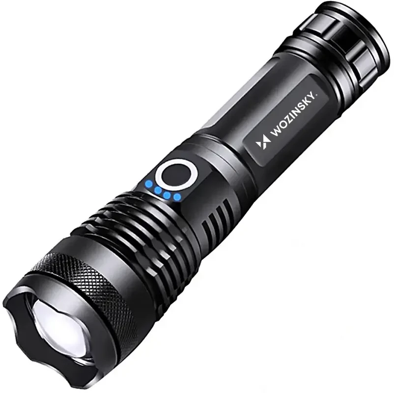 Wozinsky WLT-15W 15W 1500lm CREE IP65 taktinis žibintuvėlis su reguliuojamu spinduliu - Juodas