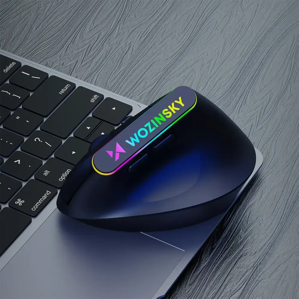 Wozinsky WMG-1164 Wireless Vertical Ergonomic Pelė žaidimams 3600 DPI with RGB pašvietimas - Juodas