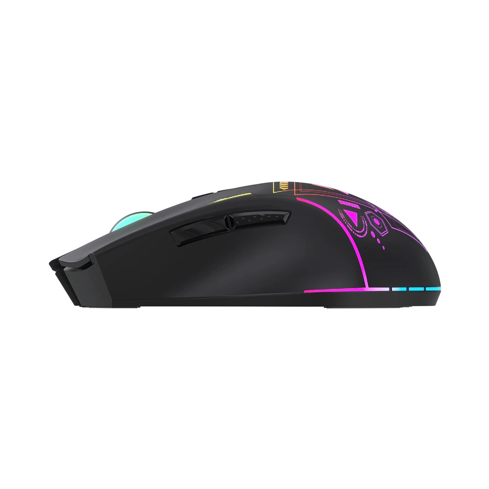 Wozinsky WMGB-3200 belaidė optinė žaidimų pelė su įmontuota įkraunama baterija, 3200 DPI, RGB apšvietimu – juoda