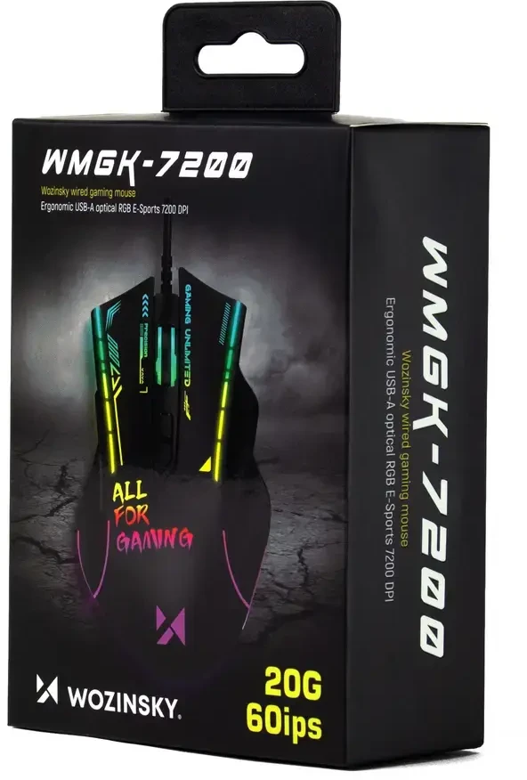 Wozinsky WMGK-7200 su laidu optinė žaidimų pelė 7200 DPI – juoda