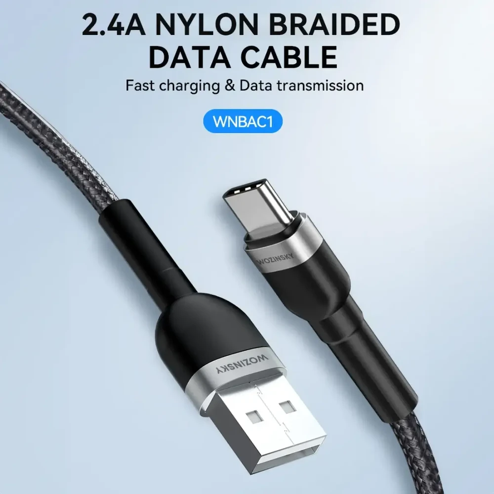 Wozinsky WNBAC1 duomenų perdavimo ir įkrovimo kabelis | USB-A į USB-C | 12 W | 1 m | juodas