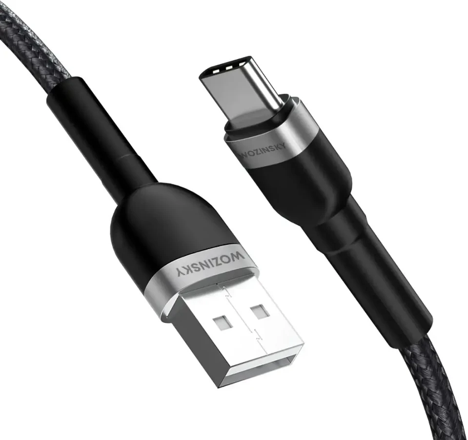 Wozinsky WNBAC2 duomenų perdavimo ir įkrovimo kabelis | USB-A į USB-C | 12W | 2m | juodas