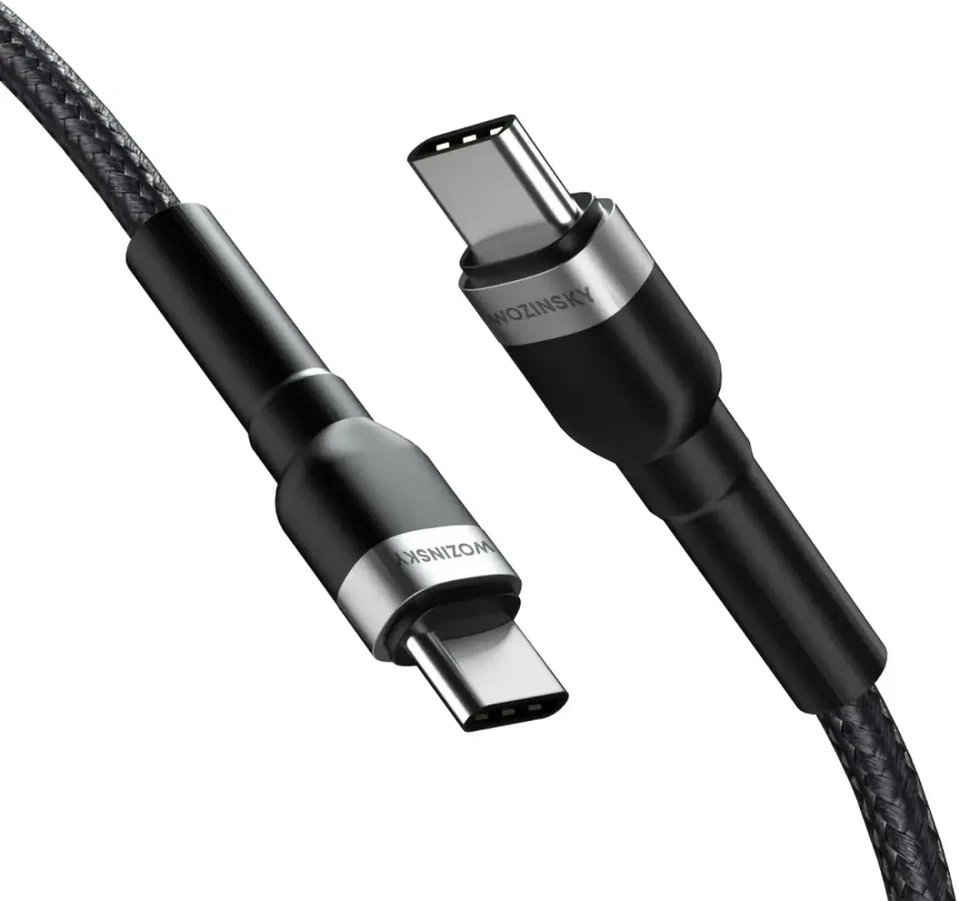 Wozinsky WNBCC1 duomenų perdavimo ir įkrovimo kabelis | USB-C į USB-C | 65W | 1m | juodas