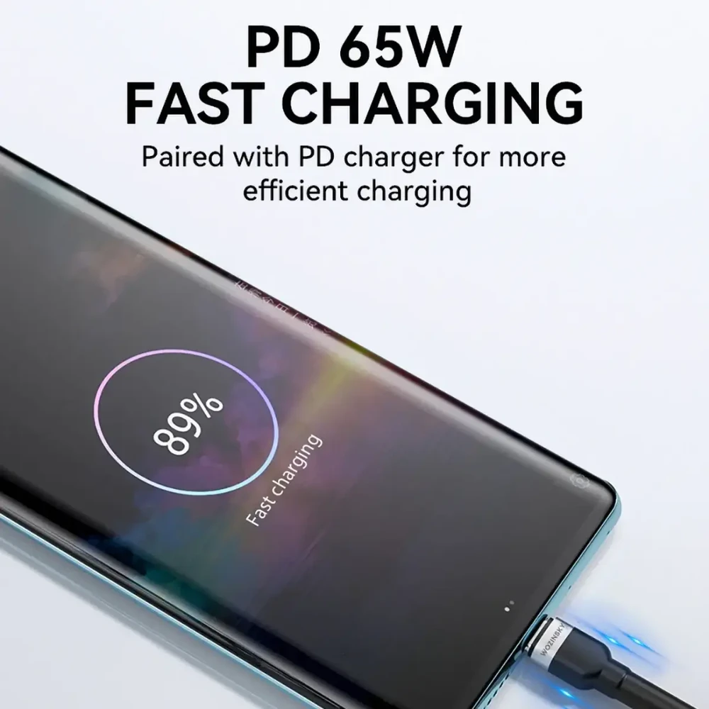 Wozinsky WNBCC1 duomenų perdavimo ir įkrovimo kabelis | USB-C į USB-C | 65W | 1m | juodas